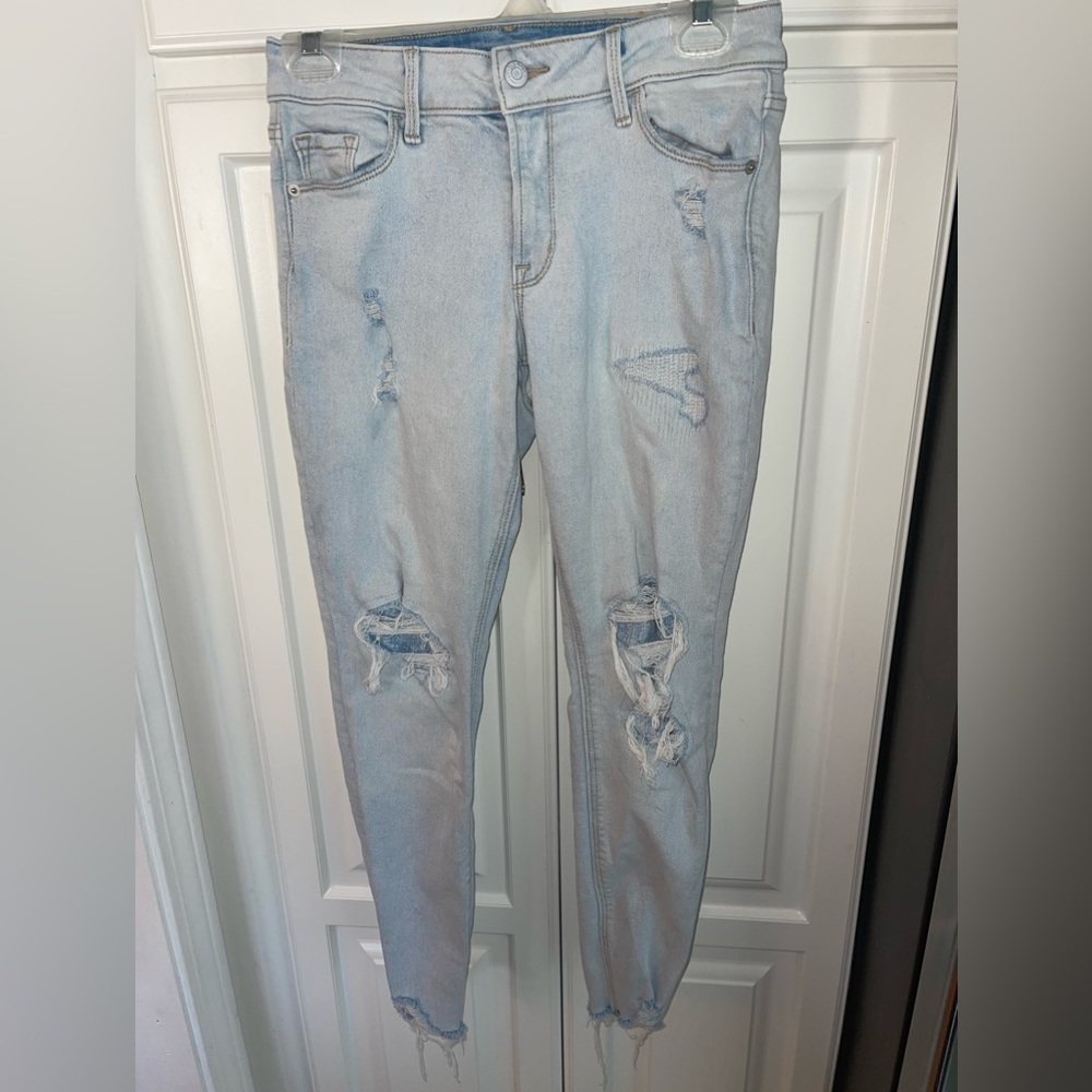 Old Navy Jeans Womens 4 Rockstar Super Skinny Jegging Mid‎ Rise Distressed Ankle